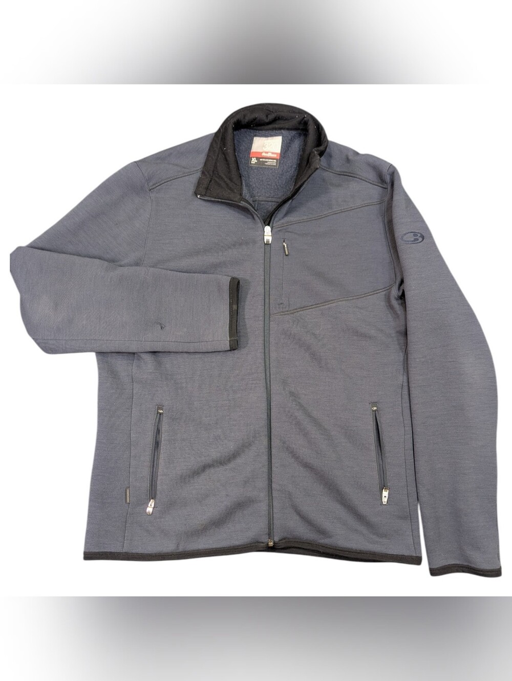 ICEBREAKER 320 Realfleece 100% Merino Wool Full Zip Jacket Black Sz XL